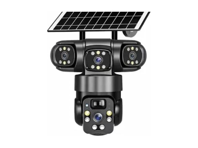 Multi-lens 4G camera with solar panel