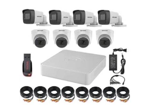 CCTV kit with cameras, recorder, cables and power supply