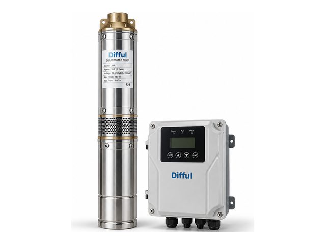 Difful AC/DC solar submersible pump and controller