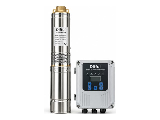 Difful DC solar submersible pump and controller